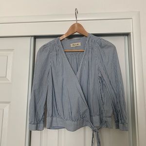 Madewell Wrap Top in Indigo Stripe Small S